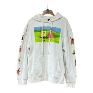 Sponge Bob And Patrick White Grapic Hoodie